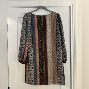 Patterned Long Sleeve Dress